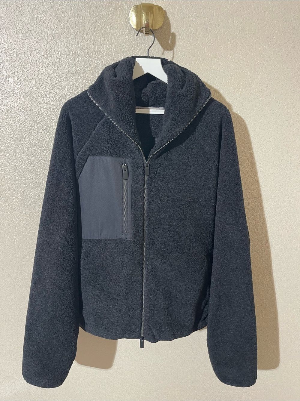 Cole Henry Polar Fleece Black Sherpa Zip-Up Hoodie Jacket